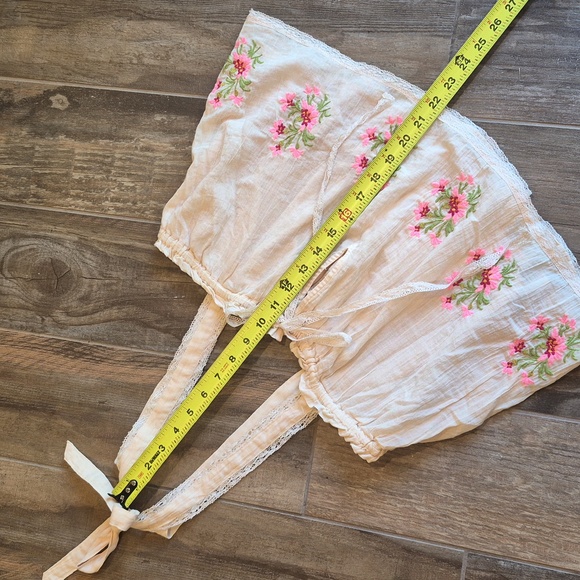 XS/S Free People Golden Hour Lace Detail Embroidered Floral Top in Peach Combo - Picture 3 of 10